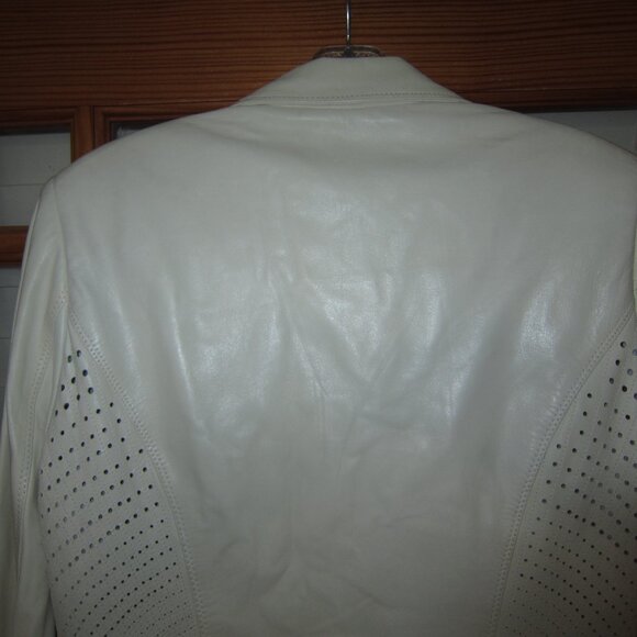 Per Se White Leather Blazer Jacket Women's 12 - Picture 6 of 12